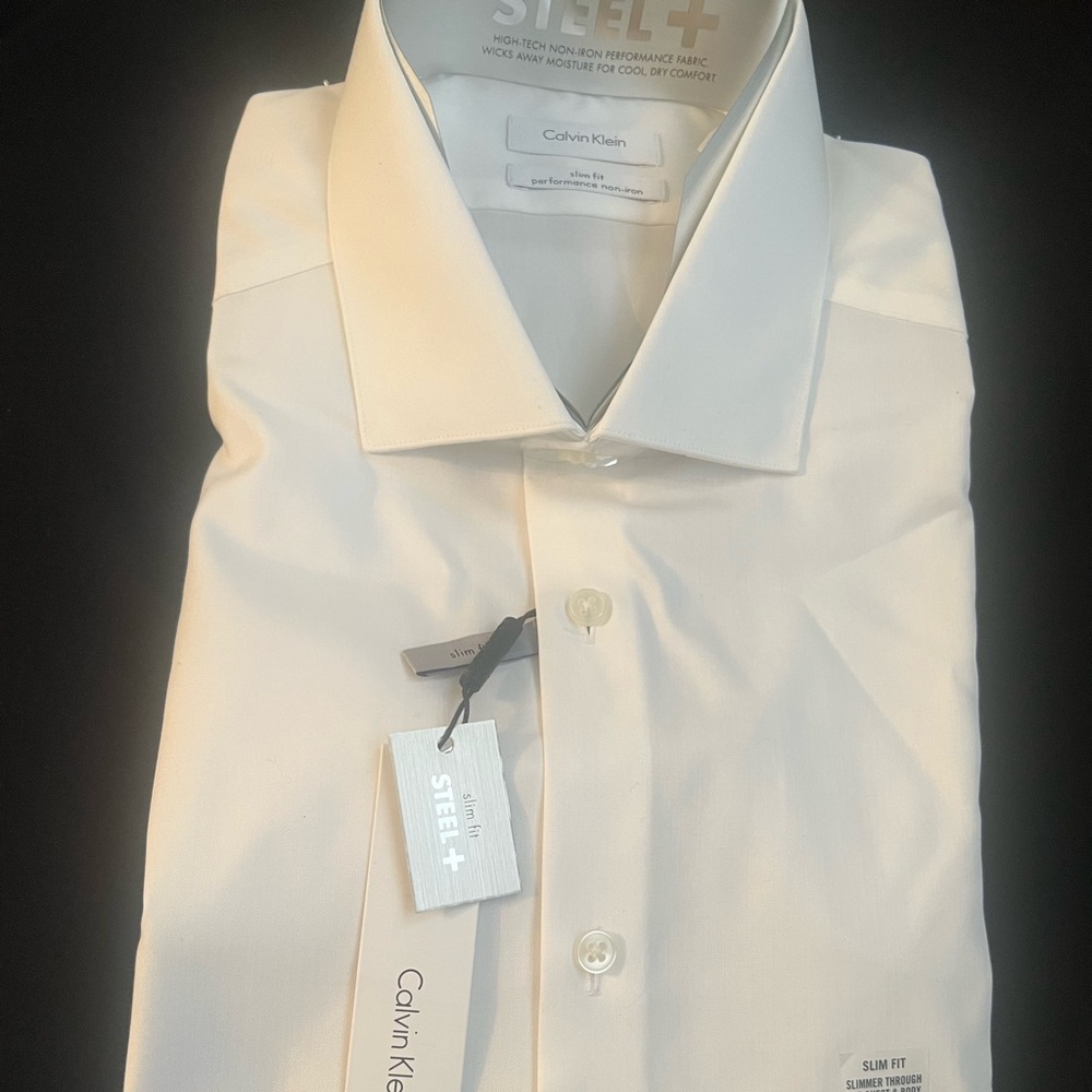White steel plus Calvin Klein performance non iron slim fit shirt